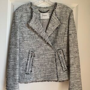 LK Bennett black and White fringe blazer, size 8, fully lined